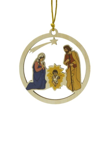 Colgante Madera Navidad 8Cm Misterio Circulo Estrella