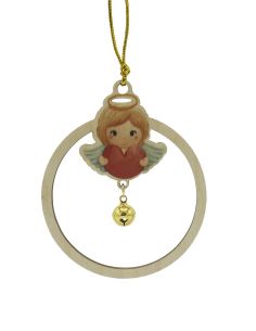 Colgante Madera Navidad 9,5Cm Angel C/Cascabel