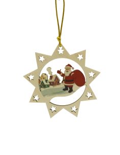 Colgante Madera Navidad 8Cm Estrella Papa Noel