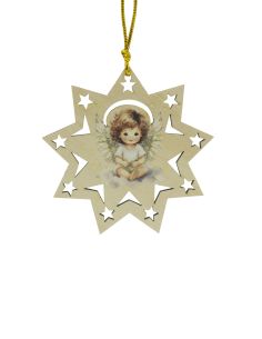 Colgante Madera Navidad 8Cm Angel Sentado