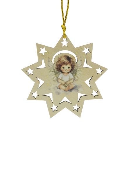 Colgante Madera Navidad 8Cm Angel Sentado