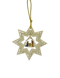 Colgante Madera Navidad 8Cm Misterio Doble Estrella Arbol