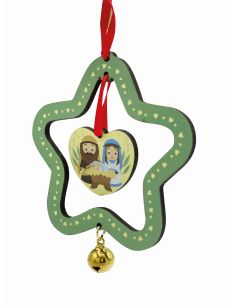 Colgante Madera Color Surt. Verd Y Roj Navidad 8Cm  Infantil Con Cascabel