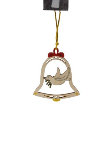 Colgante Madera Navidad 8,5Cm Paloma En Campana