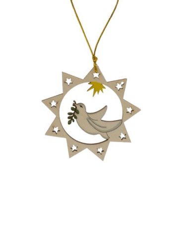 Colgante Madera Navidad 8,5Cm Paloma En Estrella