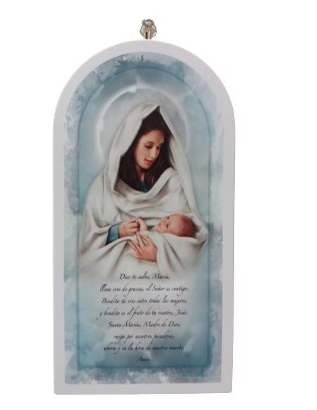 Cuadro Madera12X23Cm Maternidad Ave Maria