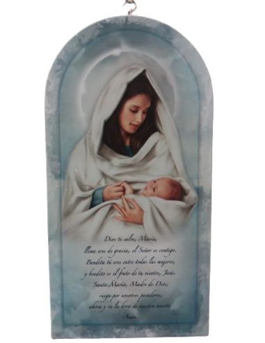 Cuadro Madera 14,5X28Cm Maternidad Ave Maria
