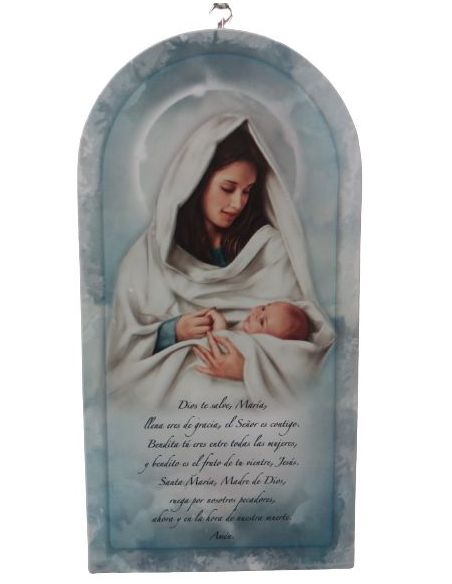 Cuadro Madera 14,5X28Cm Maternidad Ave Maria