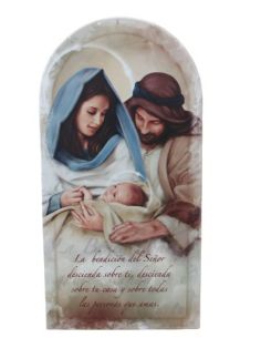 Cuadro Madera 14,5X28Cm Sagrada Familia Bendicion