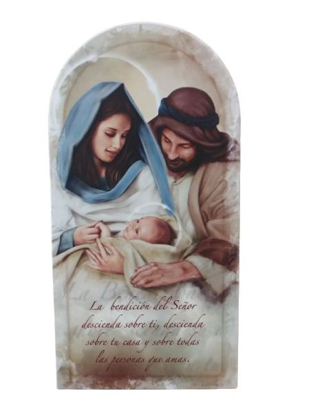 Cuadro Madera 14,5X28Cm Sagrada Familia Bendicion