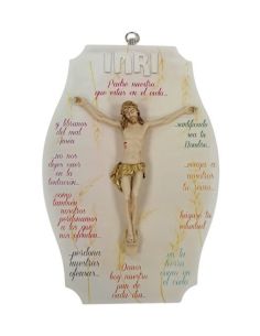 Tabla Madera Cristo Resina Padre Nuestro 14X20Cm