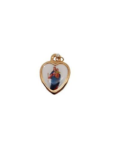 Medalla Metal Corazón Dorado 20Mm Auxiliadora
