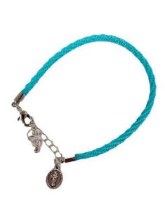 Pulsera Cordón Azul Med. Metal Auxiliadora/Bosco