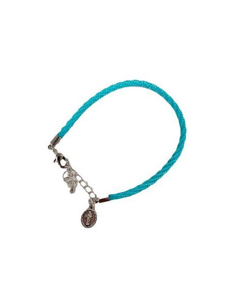 Pulsera Cordón Azul Med. Metal Auxiliadora/Bosco