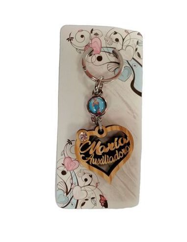 Llavero Corazon Olivo Silueta Letras Maria Auxiliadora