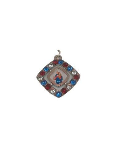 Alfiler Metal Rombo 22X22Mm C/Cristal Auxiliadora