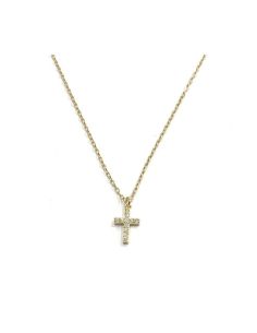Gargantilla Plata Dorada Con Cruz Cristal Blanca