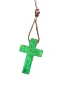 Cruz Madera 3 Cm Verde C/Cordon