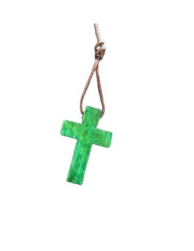 Cruz Madera 3 Cm Verde C/Cordon