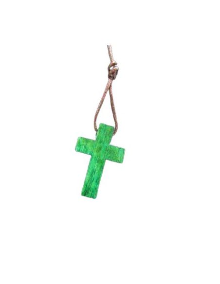 Cruz Madera 3 Cm Verde C/Cordon