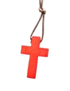 Cruz Madera 3 Cm Rojo C/Cordon