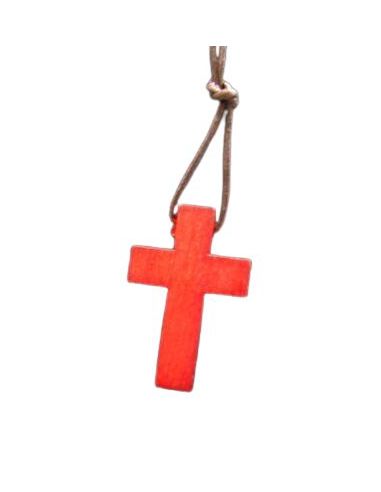 Cruz Madera 3 Cm Rojo C/Cordon