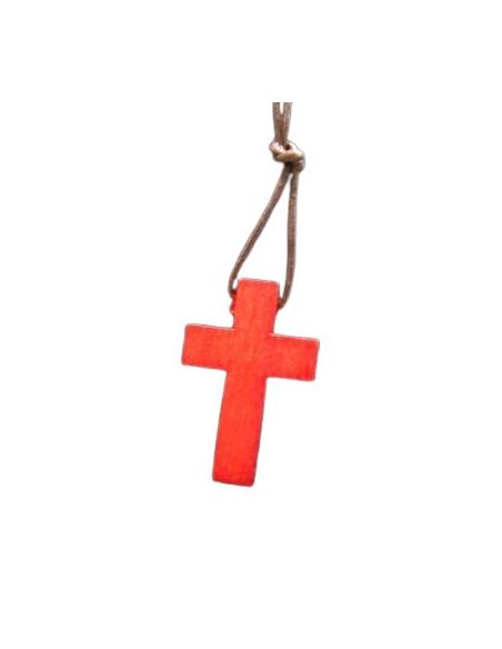 Cruz Madera 3 Cm Rojo C/Cordon