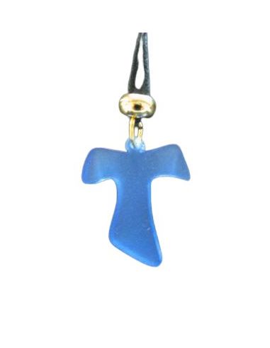 Cruz Tau Azul Plex C/Cordon