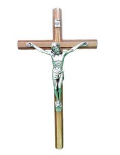 Cruz Caoba-Olivo Cristo Plateado 4482 30Cm