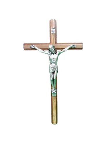 Cruz Caoba-Olivo Cristo Plateado 4482 30Cm