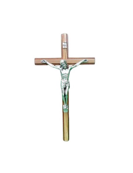 Cruz Caoba-Olivo Cristo Plateado 4482 30Cm