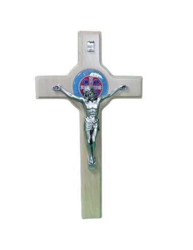 Cruz S. Benito Madera Madera Clara Cristo Plateado 4501/C 33Cm