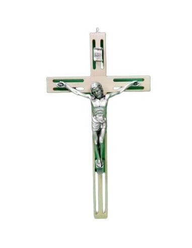 Cruz Madera Calada Cristo Plateado 4493/1 25Cm
