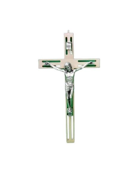 Cruz Madera Calada Cristo Plateado 4493/1 25Cm