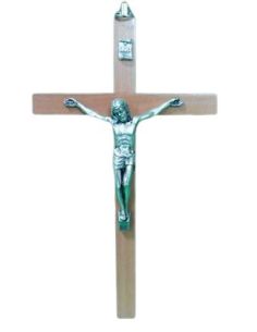 Cruz Madera Pulida 13Cm Cristo Metal