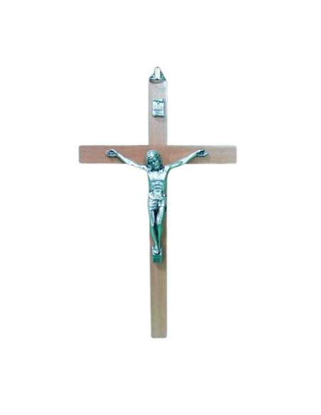 Cruz Madera Pulida 13Cm Cristo Metal