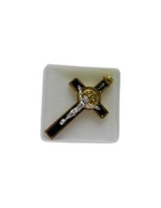 Cruz San Benito 5Cm Negra Esmalte Dorada