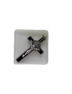 Cruz San Benito 5Cm Esmalte Negra Plateada