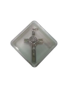 Cruz San Benito 5Cm Esmalte Fosforo Plateada