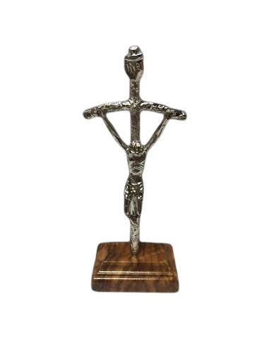 Cruz Pastoral Metal Mesa 15Cm Base Olivo
