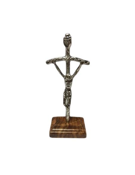 Cruz Pastoral Metal Mesa 15Cm Base Olivo