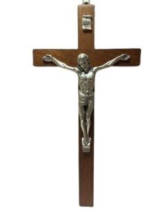 Cruz Madera Caoba Cuerpo Metal 30Cm