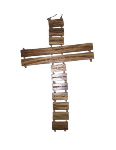 Cruz Madera Olivo Tablas Padre Nuestro 40Cm