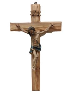 Cruz Olivo Cristo Color Resina 25Cm