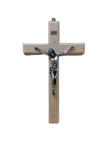 Cruz Madera Clara Cristo Metal 50Cm