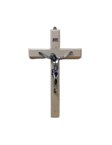 Cruz Madera Clara Cristo Metal 50Cm