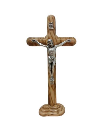 Cruz Olivo Redondeado Metal 15Cm + Base