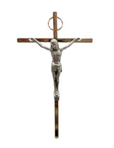 Cruz Metal Dorada Cuerpo Plateado 20Cm