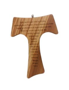Cruz Tau Olivo Laser Padre Nuestro 30Cm