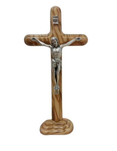 Cruz Olivo Redondeado Metal 20Cm + Base